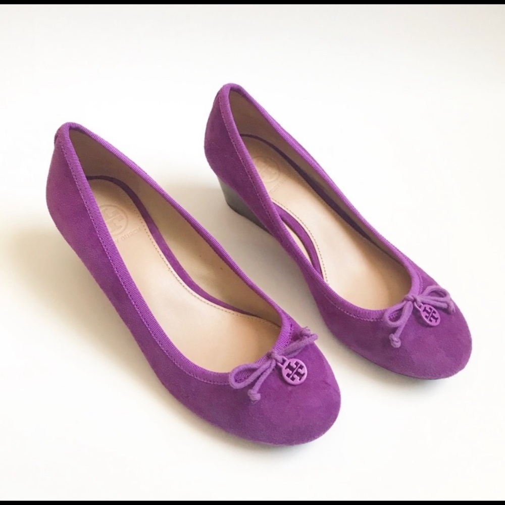 Tory Burch Purple Suede Wedge Ballet Flats